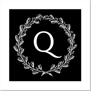 Beautiful Letter Q Alphabet Initial Monogram Wreath Posters and Art